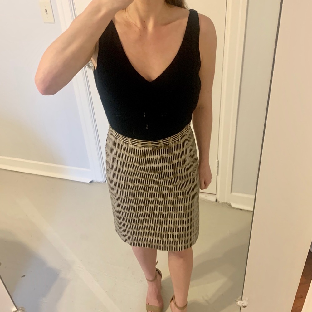 Ann Taylor Loft Black & Tan Print Dress Size 2